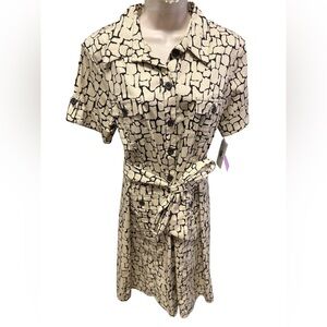 1315 / Merona Short Sleeve Print Button Up Dress Women’s Size Large NWT